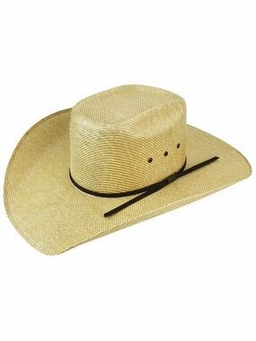 Natural Straw Western Hat with Black Trim